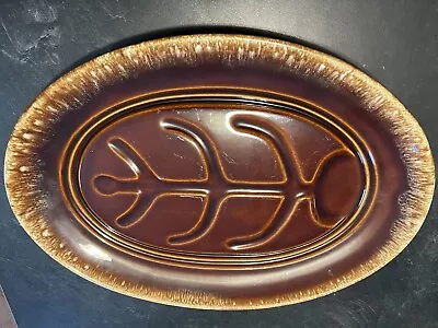 Hull Platter Brown Drip Serving Tray Pottery Ovenproof USA Steak Meat Plate • $14.99