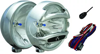 8  Chrome 100 Watt Halogen Off Road Lights With Rock Guard And Wiring Harness  • $99