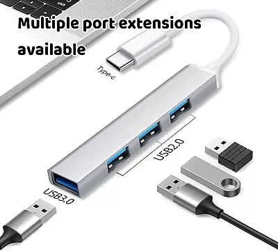 USB Hub 3.0 USB Splitter For Laptop 4-port USB Extension Hub Ultra Slim USB Port • £12.99