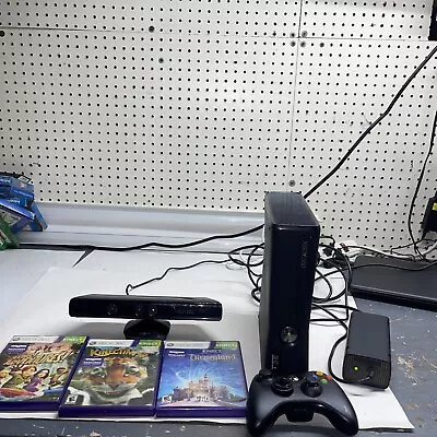 Microsoft Xbox 360 S Slim 4GB System Console Kinect Bundle W/ 1 Controller WORKS • $90