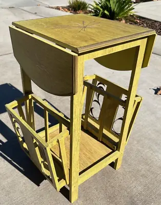 Small Wheat Pattern Drop Leaf Table With Magazine Racks • $20