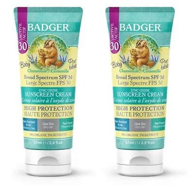 2 X Badger High Protection Baby Sunscreen SP30 87ml • £16.99