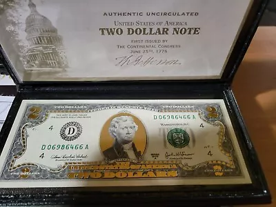 World Reserve Monetary Exchange 2003 A Two Dollar Note In Folder - 22k Gold Plt • $29.99