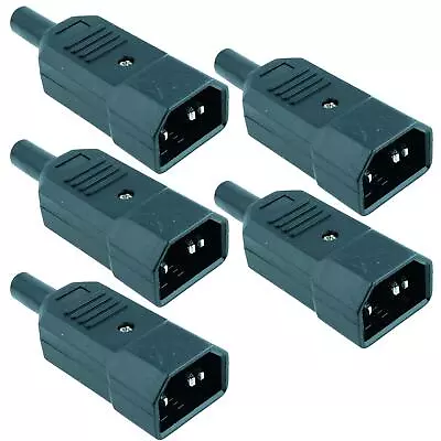 5 X IEC Straight Male Inline Plug Connector Rewireable Kettle Lead Cable C14 • £9.19