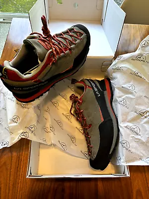 La Sportiva Boulder X Approach Hiking Shoes Size 9.5 (42.5) Red & Gray Saffron • $50