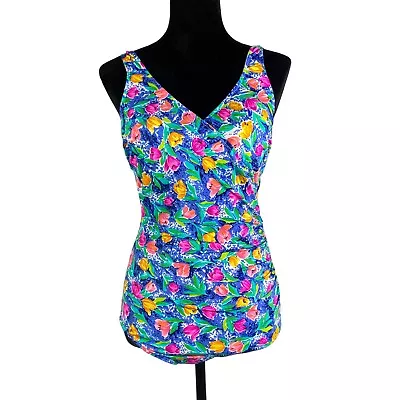 Ll Bean Women’s Vintage 80s Swimsuit Colorful Floral Size 10! • $21