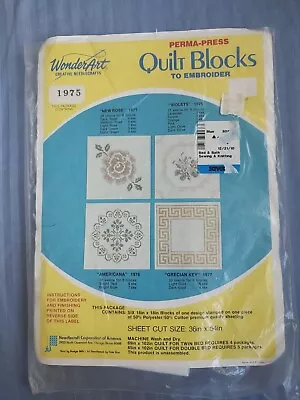 WonderArt #1975 VIOLETS Stamped Quilt Blocks - Set Of 6 - Cross Stitch - Stained • $2.50