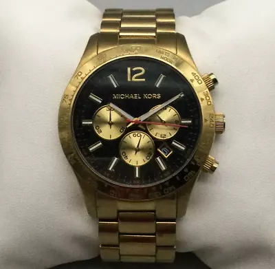 Michael Kors Layton Chronograph Watch Men 44mm Gold Tone Date New Battery 7.25  • $79.99