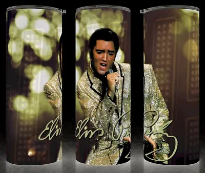 Elvis Presley King Of Rock Golden Singer Cup Mug Tumbler 20oz • $19.95