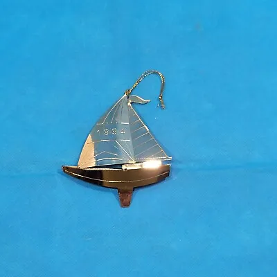 Vintage Christmas Ornament Sailboat 1994 Brass Tin Decor • $3.19