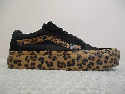 Vans Shoes Womens 6.5 Leopard Platform Stacked Sk8 Canvas Black Brown Sneakers • $29.86