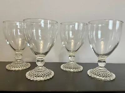 Vintage Anchor Hocking Bubble Foot Water Wine Goblets Glasses 5 1/2  - Set Of 4 • $18.99