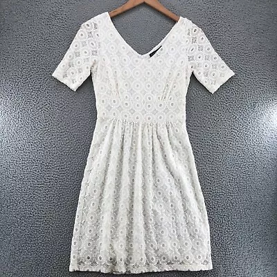 Banana Republic Dress Womens 4 Mad Men Ivory Crochet Lace Fit & Flare Above Knee • $37.99
