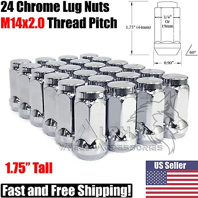 24 Chrome 14X2.0 Bulge Acorn Lug Nuts 1.75  For 04-14 Ford F-150 Expedition 14X2 • $20.95