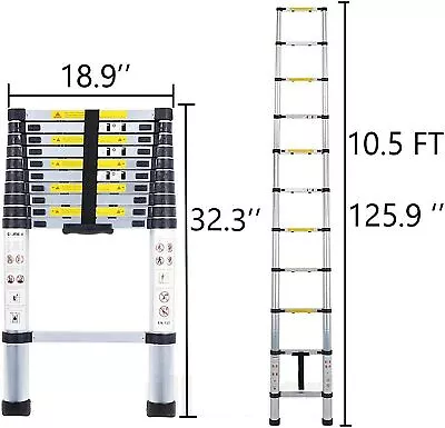 Telescopic Ladders Multi-Purpose Folding Aluminum Extension Ladder 10.5Ft/3.2M • $71