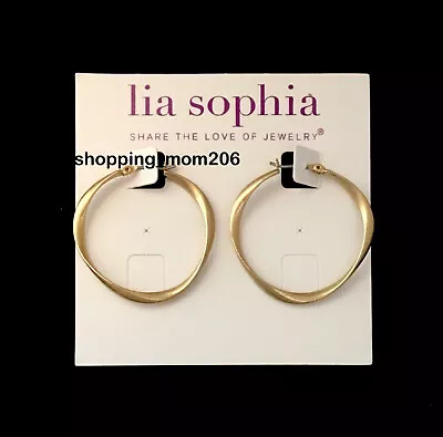 Lia Sophia  Twix  Matte Gold / Matte Silver Tone Hoop Earrings W/Authentic Size • $27.99