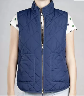 J.CREW Excursion Vest Dark Navy Blue Quilted 💯Down Puffer XSmall Full Zip H32 • $29.95