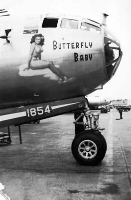 USAAF B29 Superfortress Butterfly Baby Nose Art  WW2 WWII #0000 Re-Print 4x6 • $5.39