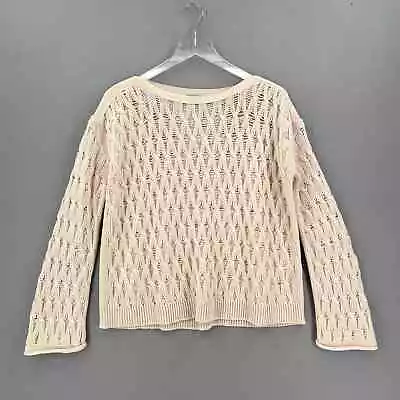 MALO Cashmere Cable Knit Sweater Womens Small Cream Ivory Long Sleeve Boat Neck  • $144.95