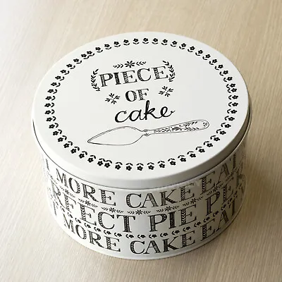 Large Cream Round Cake Storage Tin Container Carrier Caddy Birthday Cupcake • £20