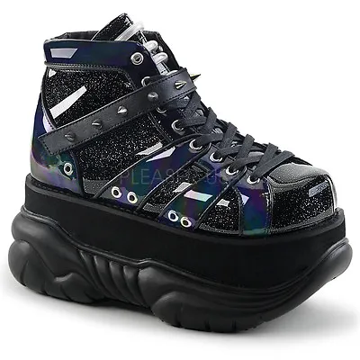 Black Blue 90s Club Cyber Rave Festival Shoes Platform Sneaker Boots Neptune-100 • $110.95