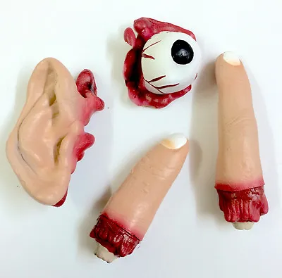 Severed Eye Ball Ear & Fingers Eyeball Halloween Decoration Prop Zombie Latex • £6.99