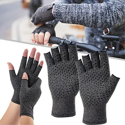 Compression Gloves Anti Arthritis Fingerless Pain Relief Joint Support With Grip • £3.59