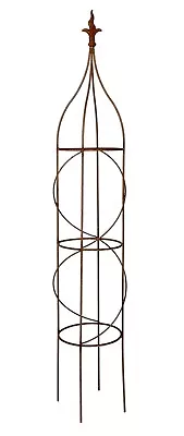 Metal Obelisk Climbing Plant Garden Rusted Support Natural Rust Flame 150cm  • £41.98