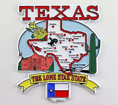 Texas State Elements Map Fridge Collectible Souvenir Magnet • $8.45