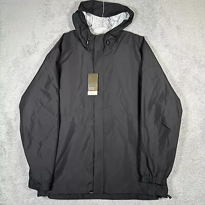 5.11 Tactical Duty Rain Shell Jacket Mens Size 2XL Black Full Zip Waterproof New • $89.99