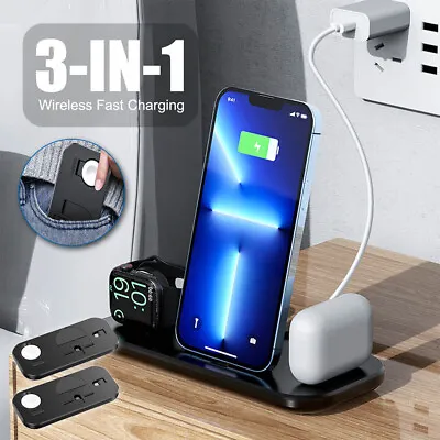 3 In 1 Wireless Charger Dock Charging Station For Apple Watch IPhone 13 12 11 XS • £8.80