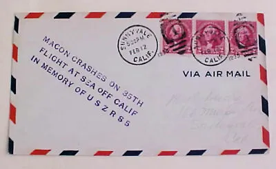 Us Zeppelin  Macon Cover Crash Date 1935 Feb 12 Sunnyvale California • $12.99