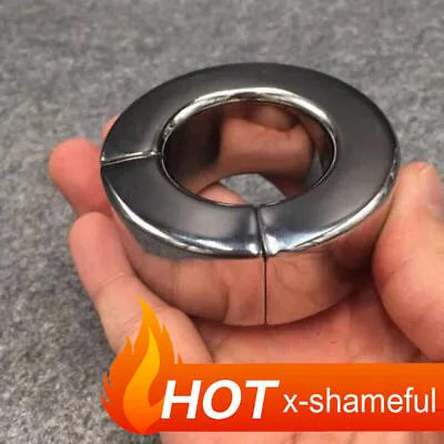 Men Ball Stretcher Weight Heavy Magnetic Stainless Steel Scrotum Ring Binding • $15.66