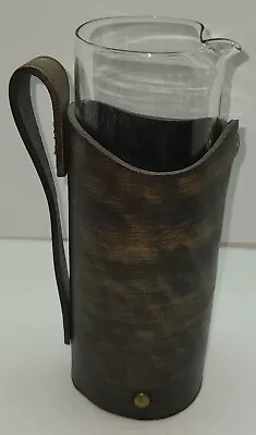 Vintage El Cid Flamenco Club Leather Wrapped Glass Martini Pitcher Carafa Rustic • $14.99