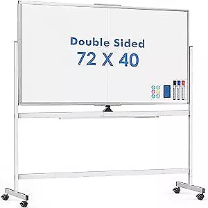 Rolling Whiteboard Double Sided 72 X 40 Large Mobile Dry Erase Board 360°  • $406.78