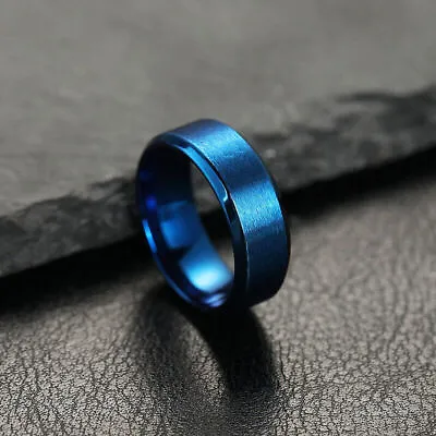 8MM Stainless Steel Ring Band Titanium Black Men's SZ 6 To 12 Wedding Rings Gift • $0.72