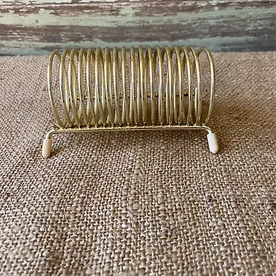 Vintage MCM Gold-Tone Metal Desk Spiral Coil File Letter Mail Holder Organizer • $14.55