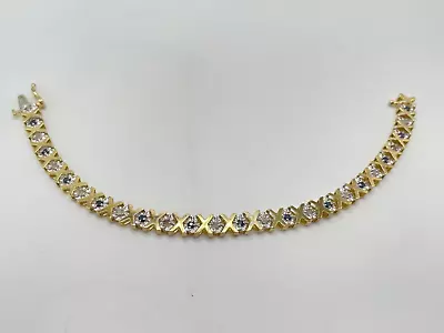 9ct Gold Hallmarked Sapphire & Diamond Kisses 7  Bracelet. Goldmine Jewellers • £675