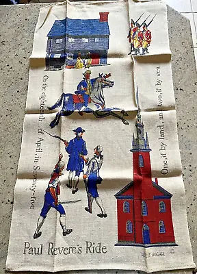 Vintage Kay Dee Linen Towel Paul Revere Revolutionary War Robert Hughes Art NEW • $14.99