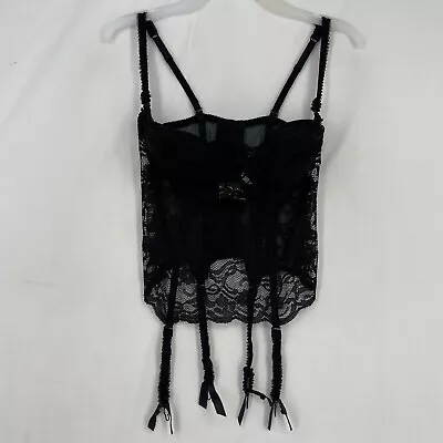 Victoria's Secret Gold Label Vintage Merry Widow Black Lace Bra Corset Garters • $49.95