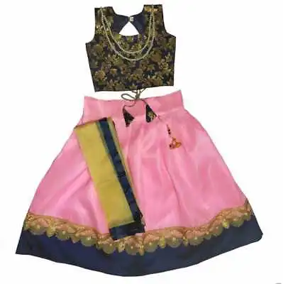 Baby Pink & Navy Blue Lehenga Choli  Kids Lehenga Indian Lehenga Ethnic Wear • $31.68