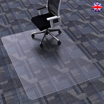 Plastic PVC Non Slip Floor Mat Office Chair Desk Mat Protector Carpet Clear Pads • £14.95