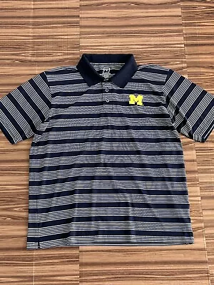 Mens Michigan Wolverines Polo Shirt Blue Logo Size XL • $24.69
