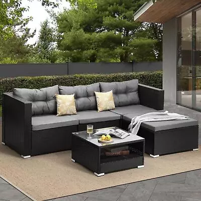 Livsip Outdoor Sofa Set 4 Seater Corner Modular Lounge Setting Patio Furniture • $659.90