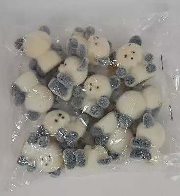 Vintage Flocked Panda Teddy Bears 1  White & Gray Lot Of 12 Made In Taiwan ROC • $12.99