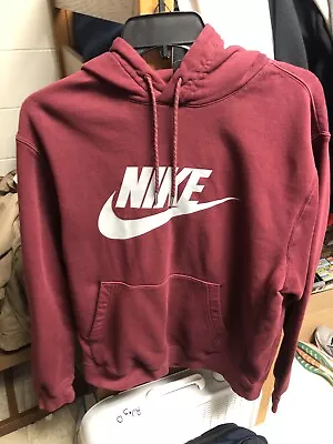 Nike Hoodie Sweatshirt Me Maroon Long Sleeve Pullover Fleece Big Logo • $19.99
