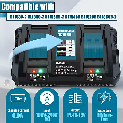 For Makita DC18RD 18V LXT LITHIUM-ION Dual Port Rapid Optimum Battery Charger • $33.89