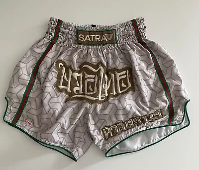 Satra Mens Size L Muay Thai Classic Athletic Embroidered Satin Striking Shorts • $33.99