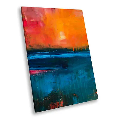 Blue Orange Abstract Retro Portrait Scenic Canvas Wall Art Picture Prints • £9.99