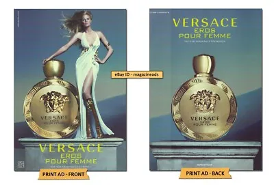 VERSACE Fragrances 2-Page MAGAZINE PRINT AD 2014 LARA STONE Tight Dress Cleavage • $7